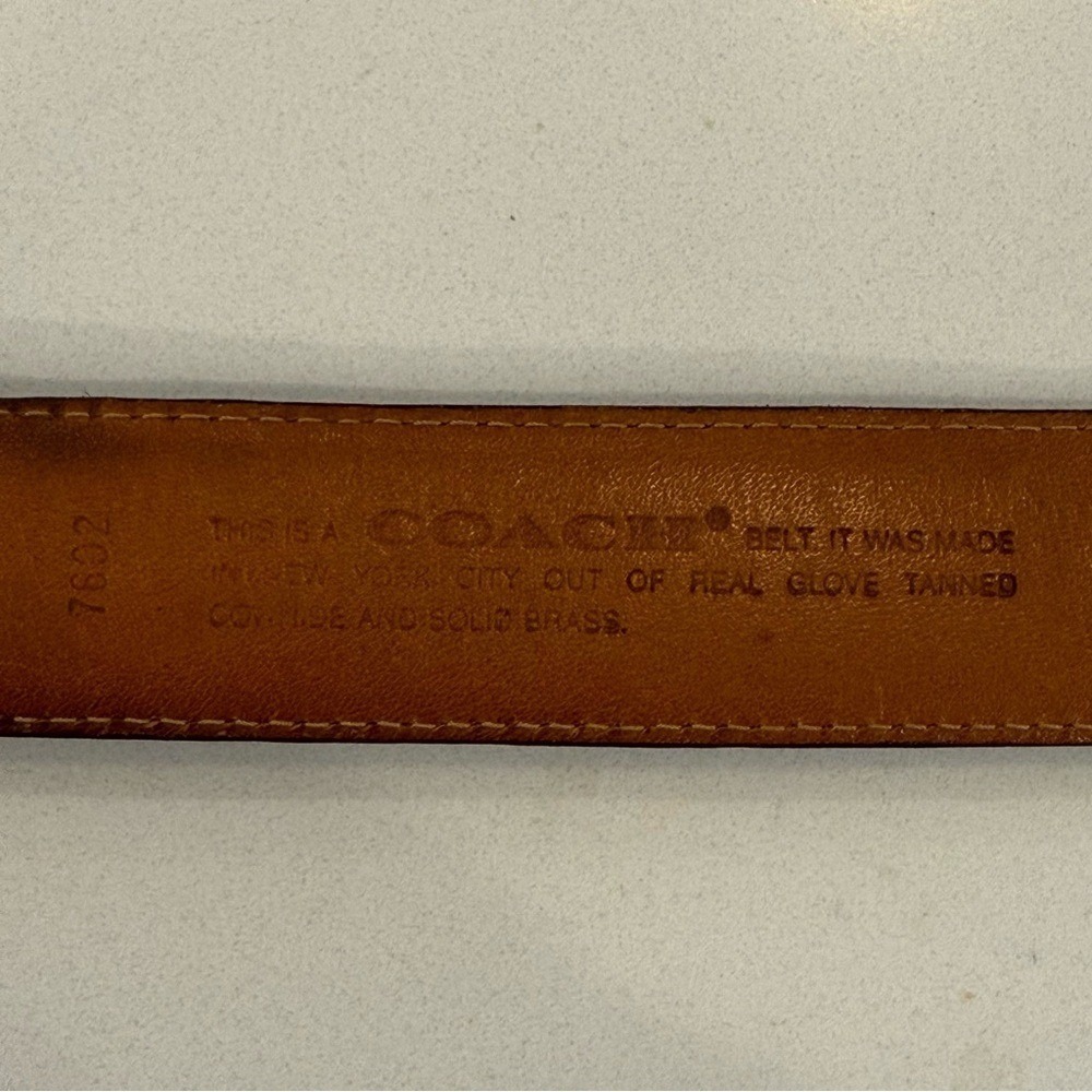 Coach Cowhide Leather Solid Brass Square Buckle Dark Brown Belt #7602 Sz 38 EUC - Picture 6 of 13